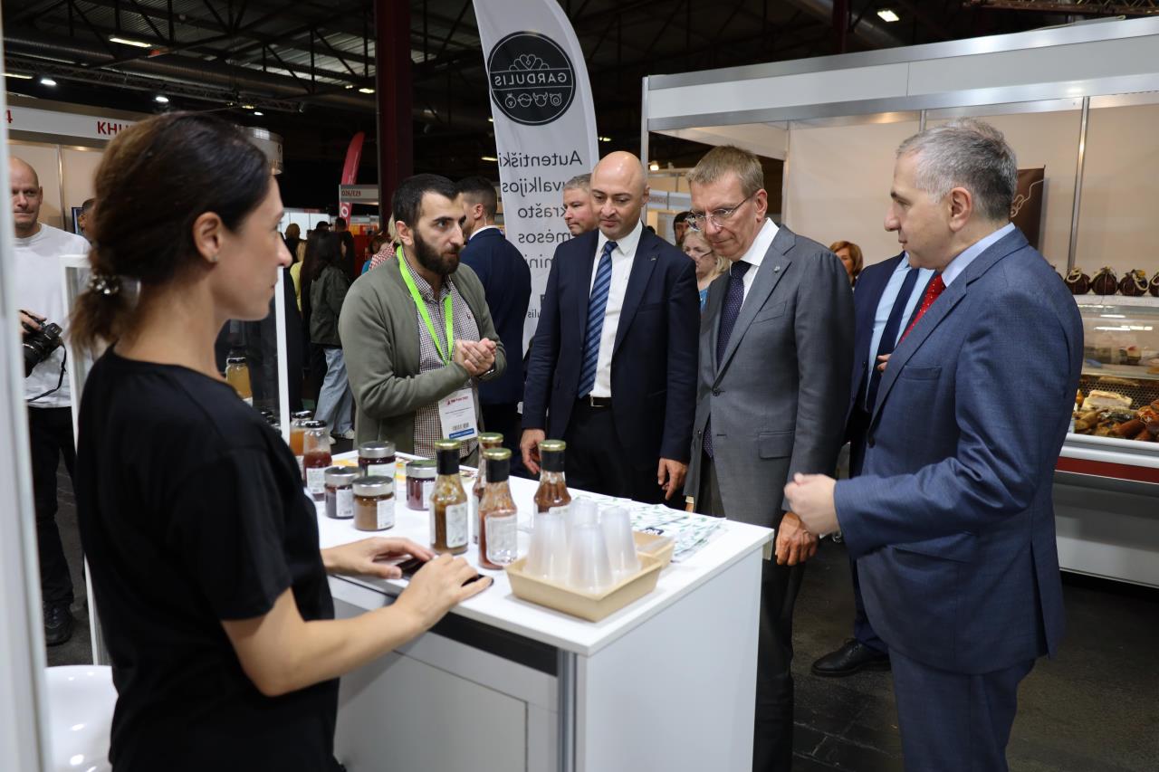 Edgars Rinkevics - President of the Republic of Latvia was hosted at the Georgian stand at the RIGA FOOD 2023 international exhibition
